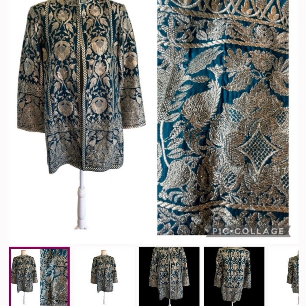 Teal and Gold Embroidered Jacket
